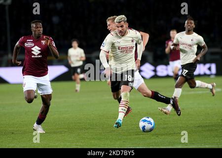 Theo Hernandez (AC Milan) during the italian soccer Serie A match Torino FC vs AC Milan on April 10, 2022 at the Olimpico Grande Torino in Turin, Italy (Photo by Claudio Benedetto/LiveMedia/NurPhoto) Stock Photo