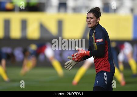 Andrea Paraluta in action during the FIFA Women's World Cup 2023 Qualifier group G match between Romania and Switzerland at Stadionul National de Rugby Arcul de Triumf on April 08, 2022 in Bucharest, Romania. (Photo by Alex Nicodim/NurPhoto) Stock Photo