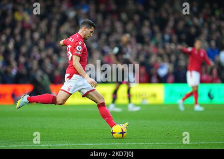 Remo Freuler of Nottingham Forest in action during the Premier League match between Nottingham Forest and Brentford at the City Ground, Nottingham, England on 5 November 2022. Photo by Scott Boulton. Editorial use only, license required for commercial use. No use in betting, games or a single club/league/player publications. Credit: UK Sports Pics Ltd/Alamy Live News Stock Photo