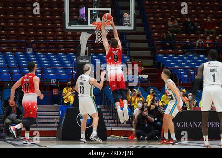 Nicolo Melli (AX Armani Exchange Olimpia Milano) during the Basketball  Euroleague Championship AX Armani Exchange Olimpia Milano vs Bitci Baskonia  Vitoria-Gasteiz on February 10, 2022 at the Forum in Milan, Italy (Photo