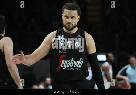 Kyle Weems (Segafredo Virtus Bologna) during the series A1 italian LBA basketball championship match Segafredo Virtus Bologna Vs. Dolomiti Energia Trento at the Segafredo Arena - Bologna, April 13, 2022(Photo by Michele Nucci/LiveMedia/NurPhoto) Stock Photo