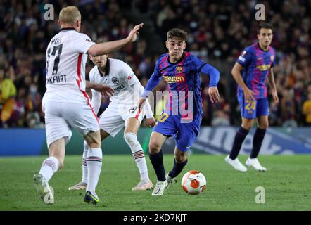 Gavi during the match between FC Barcelona and Eintracht Frankfurt, corresponding to the first leg of the quarters final of the UEFA Europa League, played at the Camp Nou Stadium, in Barcelona, on 14th April 2022. -- (Photo by Urbanandsport/NurPhoto) Stock Photo
