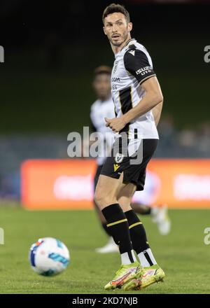 Tomi Juric of the Bulls in action during the A-League Mens match between Macarthur FC and Brisbane Roar at Campbelltown Sports Stadium, on April 15, 2022, in Sydney, Australia. Stock Photo