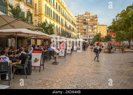 Plaza de la Merced (Mercy Square) bars an cafes, restaurants, square, in an afternoon, Malaga, Spain. Stock Photo