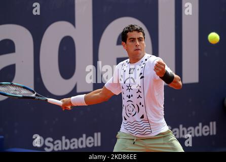 Jaume Munar during the match against Carlos Alcaraz, corresponding to the round of 16 of the Barcelona Open Banc Sabadell tennis tournament, 69th Conde de Godo Trophy, in Barcelona, on 22th April 2022. (Photo by Joan Valls/Urbanandsport /NurPhoto) Stock Photo