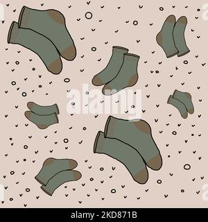 A seamless pattern with warm knitted socks Stock Vector