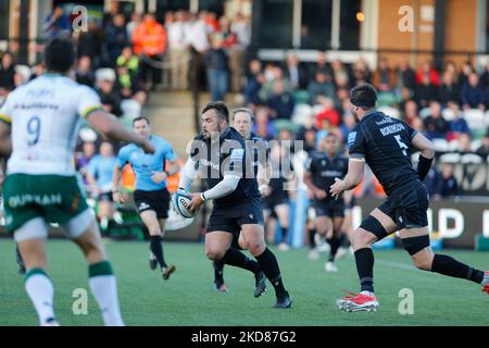 NEWCASTLE UPON TYNE, UK. APR 22ND George McGuigan of Newcastle Falcons in action during the Gallagher Premiership match between Newcastle Falcons and London Irish at Kingston Park, Newcastle on Friday 22nd April 2022. (Photo by Chris Lishman/MI News/NurPhoto) Stock Photo