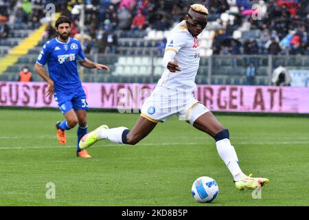 Victor Osimhen (SSC Napoli) during the italian soccer Serie A match Empoli FC vs SSC Napoli on April 24, 2022 at the Carlo Castellani stadium in Empoli, Italy (Photo by Lisa Guglielmi/LiveMedia/NurPhoto) Stock Photo