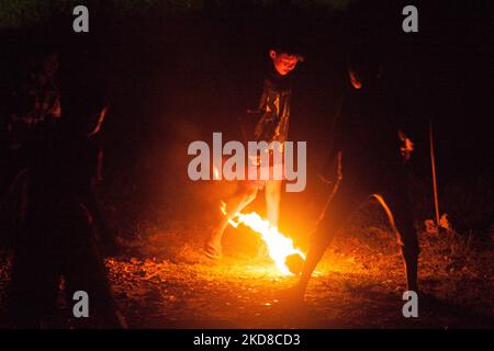 SURABAYA, INDONESIA, APRIL 24: Children's play the traditional game of ...