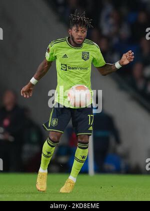Fred of Manchester United during the UEFA Europa League match between Real Sociedad and Manchester United, Group C, played at Reale Arena Stadium on November 3, 2022 in San Sebastian, Spain. (Photo by Magma / PRESSIN) Stock Photo