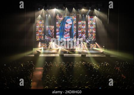 Loredana Berte live at Creberg Teatro during the Italian singer Music Concert Loredana Berte in Manifesto Tour 2022 on April 26, 2022 at the Creberg Teatro in Bergamo, Italy (Photo by Silvia Colombo/LiveMedia/NurPhoto) Stock Photo