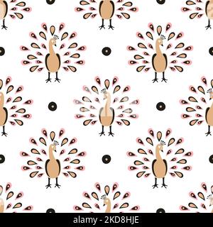 Seamless peacock pattern. Textile, fabric design. Stock Vector