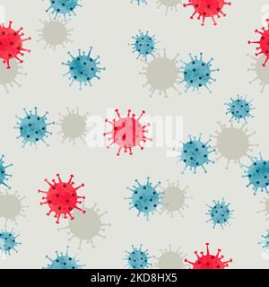 Seamless pattern with watercolor viruses. Coronavirus background, 2019-nCoV vector illustration Stock Vector