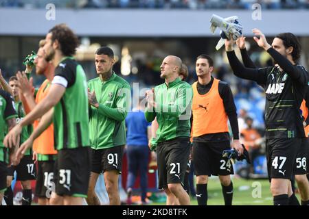 Players of US Sassuolo at the end of the Serie A match between SSC Napoli and US Sassuolo at Stadio Diego Armando Maradona Naples Italy on 30 April 2022. (Photo by Franco Romano/NurPhoto) Stock Photo
