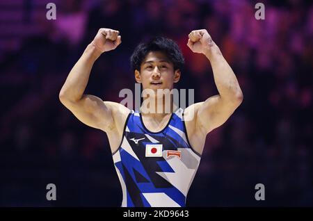 Liverpool, UK. 05th Nov, 2022. Gymnastics: World Championship, men, floor, decisions at M&S Bank Arena. Daiki Hashimoto from Japan reacts. Credit: Marijan Murat/dpa/Alamy Live News Stock Photo