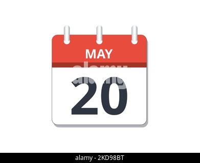 May 20th calendar icon vector. Concept of schedule, business and tasks Stock Vector