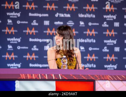 Sterenn Diridollou of AHEZ band Alvan &amp; Ahez (Fulenn) France during the Eurovision Song Contest 2022, artists press conference, on 05 May 2022, at Pala Alpitour in Turin, Italy. (Photo by Nderim Kaceli/LiveMedia/NurPhoto) Stock Photo