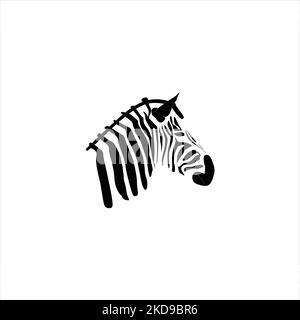A black editable zebra logo design isolated on white background Stock Vector
