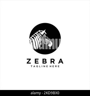 A black zebra logo design with editable text isolated on a white background Stock Vector