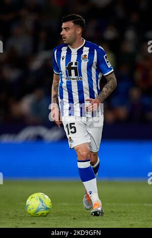 Diego Rico of Real Sociedad in action during the La Liga Santander match between Levante UD and Real Sociedad at Ciutat de Valencia stadium, May 6, 2022, Valencia, Spain. (Photo by David Aliaga/NurPhoto) Stock Photo