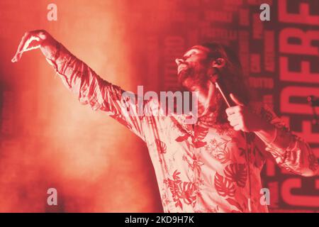 The Italian band Fast Animals and Slow Kids (FASK) perform at Atlantico club in Rome, Italy, on May 03, 2022. (Photo by Valeria Magri/NurPhoto) Stock Photo