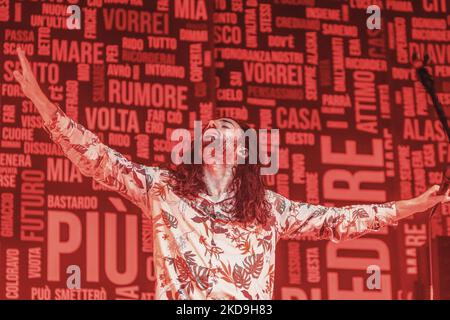 The Italian band Fast Animals and Slow Kids (FASK) perform at Atlantico club in Rome, Italy, on May 03, 2022. (Photo by Valeria Magri/NurPhoto) Stock Photo