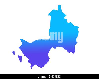 Image of the province of Cagliari, Sardinia Italy fill with a gradient of light blue Stock Vector