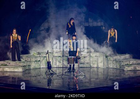 Alvan &amp; Ahez (Fulenn) France during the Eurvision Song Contest 2022, Grand Final Rehearsals on May 13, 2022 at Pala Olimpico in Turin, Italy. (Photo by Nderim Kaceli/LiveMedia/NurPhoto) Stock Photo