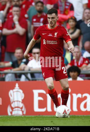 Liverpool's Andrew Robertson during FA Cup Final between Chelsea and Liverpool at Wembley Stadium , London, UK 14th May , 2022 (Photo by Action Foto Sport/NurPhoto) Stock Photo