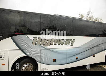 Harmondsworth, UK. 5th November, 2022. A coach is used to transport detainees from Heathrow Immigration Removal Centre to another secure location after a disturbance which followed a substantial power outage. According to reports, a group of detainees left their rooms in the early hours of the morning and entered a courtyard armed with weaponry. No one was hurt during the disturbance at the detention centre which is managed by Mitie. Police, including riot police, fire and prison services attended. Credit: Mark Kerrison/Alamy Live News Stock Photo