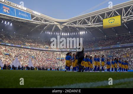 General view during opening ceremony the UEFA Women's Champions League final match between FC Barcelona and Olympique Lyonnais at Juventus Stadium on May 21, 2022 in Turin, Italy. (Photo by Jose Breton/Pics Action/NurPhoto) Stock Photo