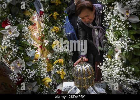 Relics of the Holy Brothers Cyril and Methodius (creators of Slavic alphabet) are brought to Sofia from Esphigmenou Monastery in Mount Athos in Greece for national veneration. The holy relics are placed in the St. Nedelya church in Sofia, Bulgaria on 23 May, 2022 (Photo by Georgi Paleykov/NurPhoto) Stock Photo