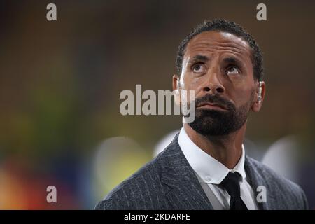 Rio Ferdinand during the UEFA Champions League Semi Final Leg Two match between Villarreal and Liverpool at Estadio de la Ceramica on May 3, 2022 in Villarreal, Spain. (Photo by Jose Breton/Pics Action/NurPhoto) Stock Photo