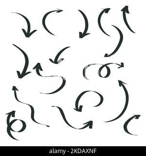 black hand drawn arrows in different directions Stock Vector
