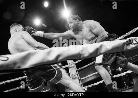 Otto Wallin (24-1, 14 KOs; New York City by way of Sweden), the 11th ranked WBC heavyweight in the world, defeated Rydell Booker (26-5-1, 13 KOs; Detroit, MI) by a unanimous 10 round decision on 26 May 2022 at Salita Promotions’ Detroit Brawl professional boxing event in Dearborn, Michigan. (Photo by Adam J. Dewey/NurPhoto) Stock Photo