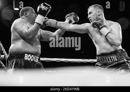 Otto Wallin (24-1, 14 KOs; New York City by way of Sweden), the 11th ranked WBC heavyweight in the world, defeated Rydell Booker (26-5-1, 13 KOs; Detroit, MI) by a unanimous 10 round decision on 26 May 2022 at Salita Promotions’ Detroit Brawl professional boxing event in Dearborn, Michigan. (Photo by Adam J. Dewey/NurPhoto) Stock Photo