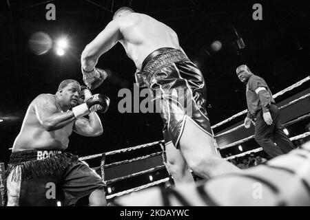 Otto Wallin (24-1, 14 KOs; New York City by way of Sweden), the 11th ranked WBC heavyweight in the world, defeated Rydell Booker (26-5-1, 13 KOs; Detroit, MI) by a unanimous 10 round decision on 26 May 2022 at Salita Promotions’ Detroit Brawl professional boxing event in Dearborn, Michigan. (Photo by Adam J. Dewey/NurPhoto) Stock Photo