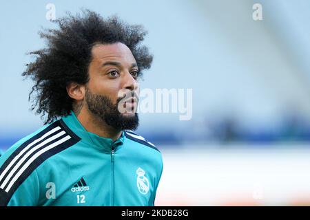 Marcelo of Real Madrid CF looks on during Real Madrid training before The UEFA Champions League Final on 27 May, 2022 in Paris, France. (Photo by Giuseppe Maffia/NurPhoto) Stock Photo