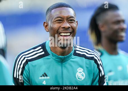 David Alaba of Real Madrid CF laughs during Real Madrid training before The UEFA Champions League Final on 27 May, 2022 in Paris, France. (Photo by Giuseppe Maffia/NurPhoto) Stock Photo