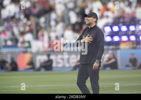 Jurgen Klopp head coach of Liverpool during the UEFA Champions League final match between Liverpool FC and Real Madrid at Stade de France on May 28, 2022 in Paris, France. (Photo by Jose Breton/Pics Action/NurPhoto) Stock Photo