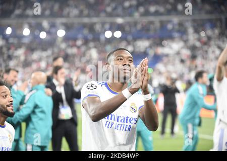 David Alaba of Real Madrid during the UEFA Champions League final match between Liverpool FC and Real Madrid at Stade de France on May 28, 2022 in Paris, France. (Photo by Jose Breton/Pics Action/NurPhoto) Stock Photo