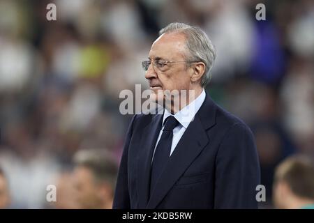 Real Madrid president Florentino Perez after the UEFA Champions League final match between Liverpool FC and Real Madrid at Stade de France on May 28, 2022 in Paris, France. (Photo by Jose Breton/Pics Action/NurPhoto) Stock Photo