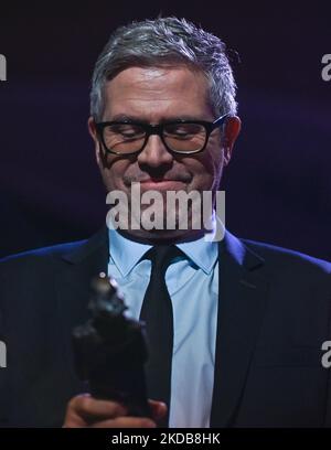 John Powell, an Anglo-American composer, best known for his music for animated films, during the Award Ceremony where he received the Wojciech Kilar Award for lifetime achievement at the ICE Krakow Congress Center. On Saturday, May 28, 2022, in Krakow, Poland. (Photo by Artur Widak/NurPhoto) Stock Photo