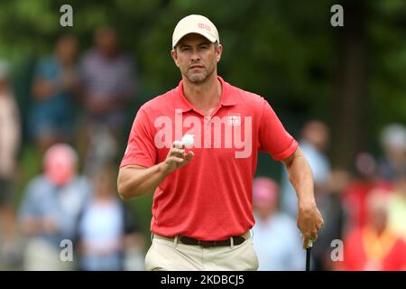 Adam Scott of Australia on the 7th green during the first round of The Memorial Tournament presented by Workday at Muirfield Village Golf Club in Dublin, Ohio, USA onThursday, June 2, 2022. (Photo by Jorge Lemus/NurPhoto) Stock Photo