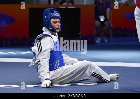 Julyana AL-SADEQ (JOR) vs Magda WIET HENIN (FRA) during the final -67Kg round of World Taekwondo Grand Prix at Foro Italico, Nicola Pietrangeli Stadium, 4th June 2022, Rome, Italy. (Photo by Domenico Cippitelli/LiveMedia/NurPhoto) Stock Photo