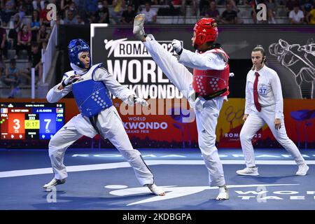 Julyana AL-SADEQ (JOR) vs Magda WIET HENIN (FRA) during the final -67Kg round of World Taekwondo Grand Prix at Foro Italico, Nicola Pietrangeli Stadium, 4th June 2022, Rome, Italy. (Photo by Domenico Cippitelli/LiveMedia/NurPhoto) Stock Photo