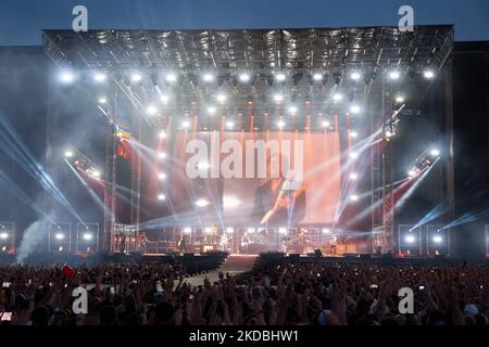 Luciano Ligabue during the Italian singer Music Concert Luciano Ligabue - 30 Anni in un giorno on June 04, 2022 at the RCF Arena in Reggio Emilia, Italy (Photo by Roberto Tommasini/LiveMedia/NurPhoto) Stock Photo