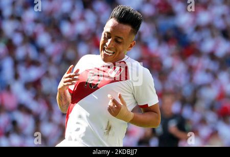 Christian Cueva during the friendly match between Peru and New Zeland, played at the RCDE Stadium, in Barcelona, on 05th June 2022. (Photo by Joan Valls/Urbanandsport /NurPhoto) Stock Photo