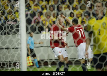 Norway’s Erling Haaland during Sunday's football match in the Nations League, division B, group 4, between Sweden and Norway at the Stadium Friends Arena in Solna. (Photo by Reinaldo Ubilla/NurPhoto) Stock Photo