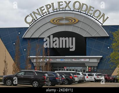 Logo of Cineplex Odeon in South Edmonton Common. Friday, May 20, 2022, in Edmonton, Alberta, Canada. (Photo by Artur Widak/NurPhoto) Stock Photo